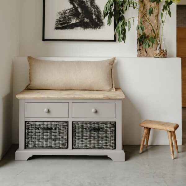 Dove Grey Country Style Storage Bench