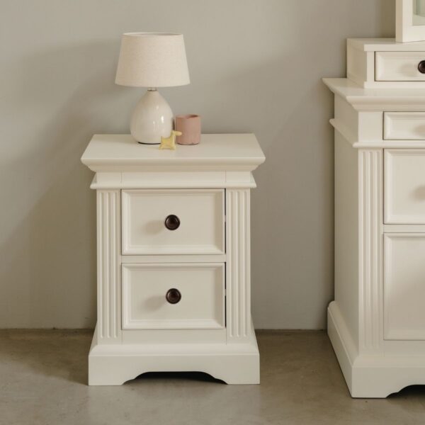 Georgian Style 2 Drawer Bedside in Vintage Cream